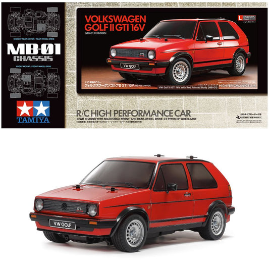 Tamiya 47516 VW Golf GTI 16V Red Painted Body MB-01 1:10 RC Car Assembly Kit