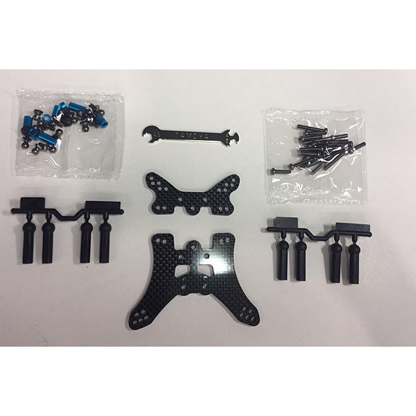 Tamiya 54754 TT-02B Carbon Damper Stays (Front & Rear) (Neo Scorcher/TT02B)