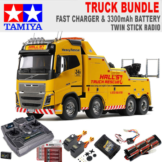 Tamiya RC 56362 Volvo FH16 Globetrotter 750 8x4 1:14 Truck w/Radio Bundle