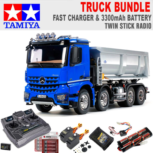 TAMIYA RC 56366 Mercedes Arocs 4151 Tipper Truck 8x4 1:14 w/Radio Bundle