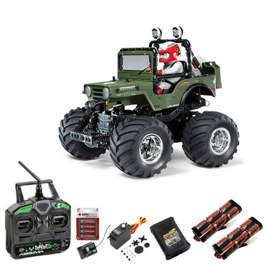 TAMIYA RC 58242 Wild Willy 2 WR-02 1:10 Premium Stick Bundle