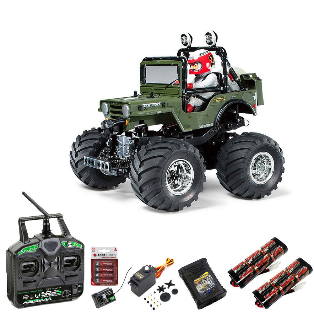 TAMIYA RC 58242 Wild Willy 2 WR-02 1:10 Premium Stick Bundle