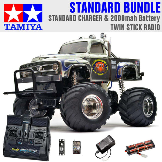 TAMIYA RC 58365 Midnight Pumpkin Monster Truck 1:12 Standard Stick Radio Bundle