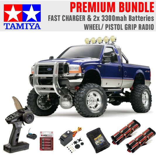TAMIYA RC 58372 Ford F350 High Lift 4x4 1:10 Premium Wheel Radio Bundle