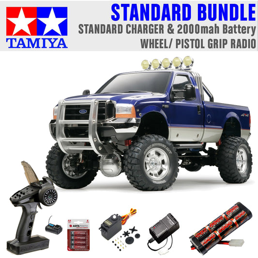 TAMIYA RC 58372 Ford F350 High Lift 4x4 1:10 Standard Wheel Radio Bundle