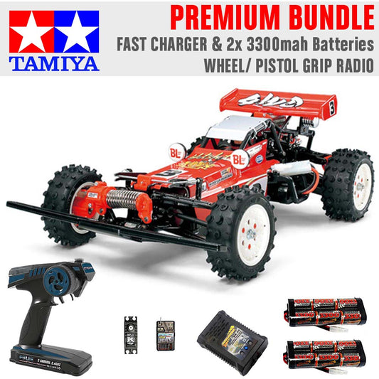 TAMIYA RC 58391 Hot Shot 2007 1:10 Premium Wheel Radio Bundle