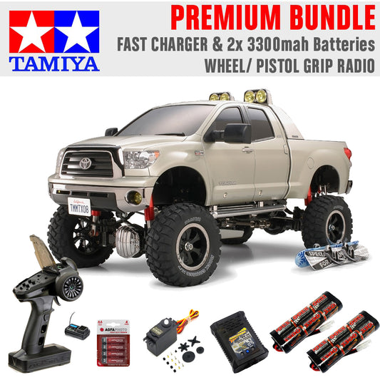 TAMIYA RC 58415 Toyota Tundra High Lift 1:10 Premium Wheel Radio Bundle