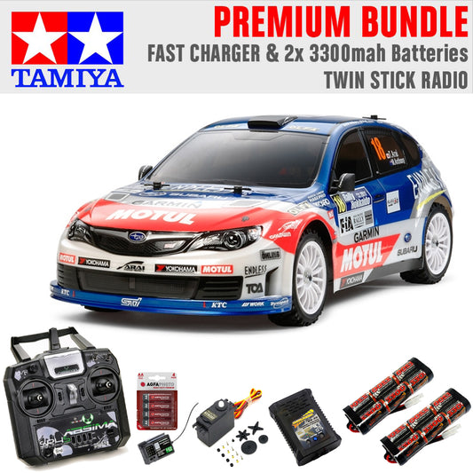 Tamiya RC 58528 Subaru Impreza WRX STI Arai 1:10 Premium Stick Radio Bundle