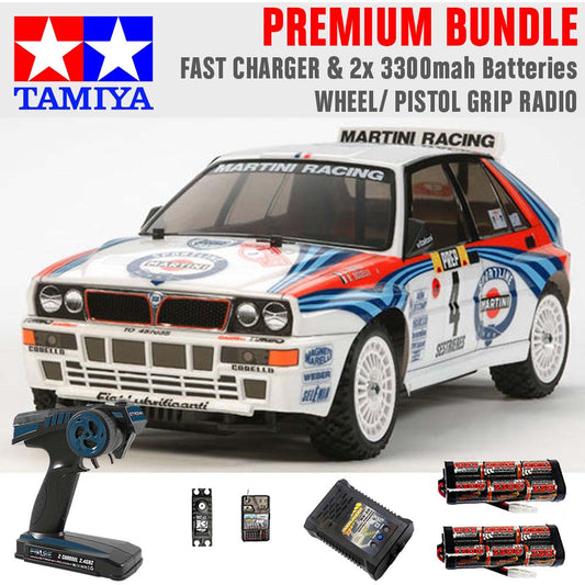 TAMIYA RC 58569 Lancia Delta Integrale XV-01 4WD 1:10 Premium Wheel Radio Bundle