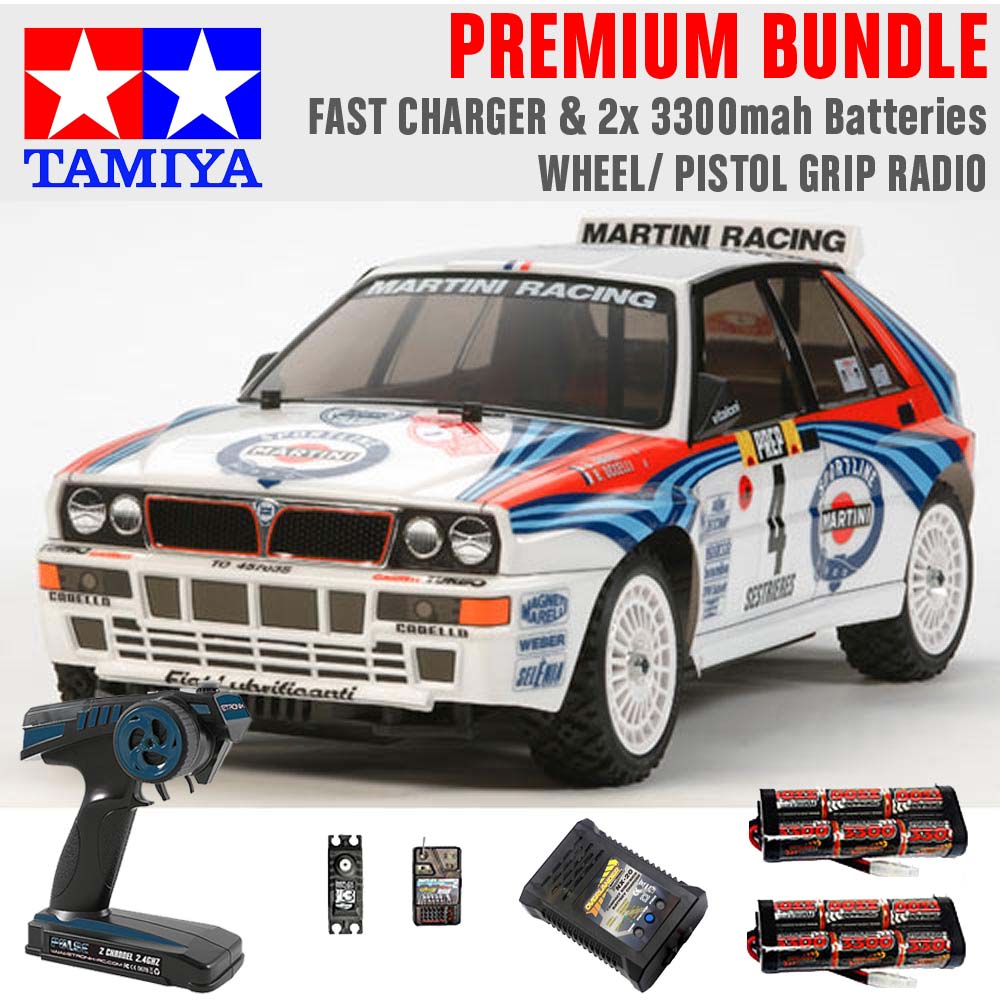 TAMIYA RC 58569 Lancia Delta Integrale XV-01 4WD 1:10 Premium Wheel Radio Bundle