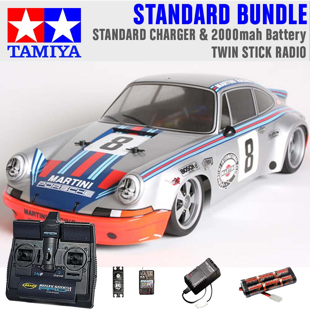 TAMIYA RC 58571 Porsche Carrera RSR TT-02 1:10 Standard Stick Radio Bundle