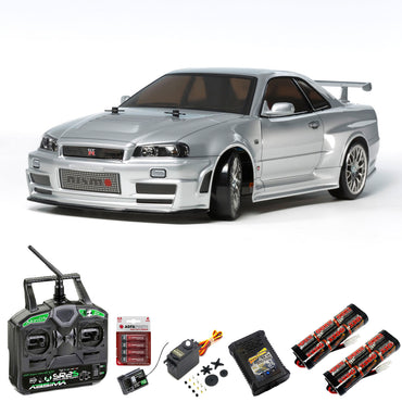 TAMIYA RC 58605 Nismo R34 GT-R Z-tune TT-02D Drift 1:10 Premium Stick Bundle