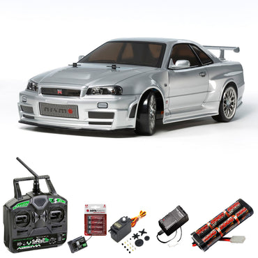 TAMIYA RC 58605 Nismo R34 GT-R Z-tune TT-02D Drift 1:10 Standard Stick Bundle