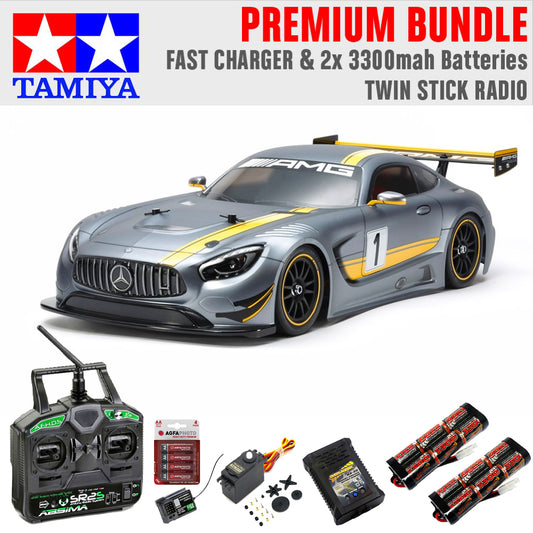 TAMIYA RC 58639 Mercedes AMG GT3 TT-02 1:10 Car Premium Stick Bundle