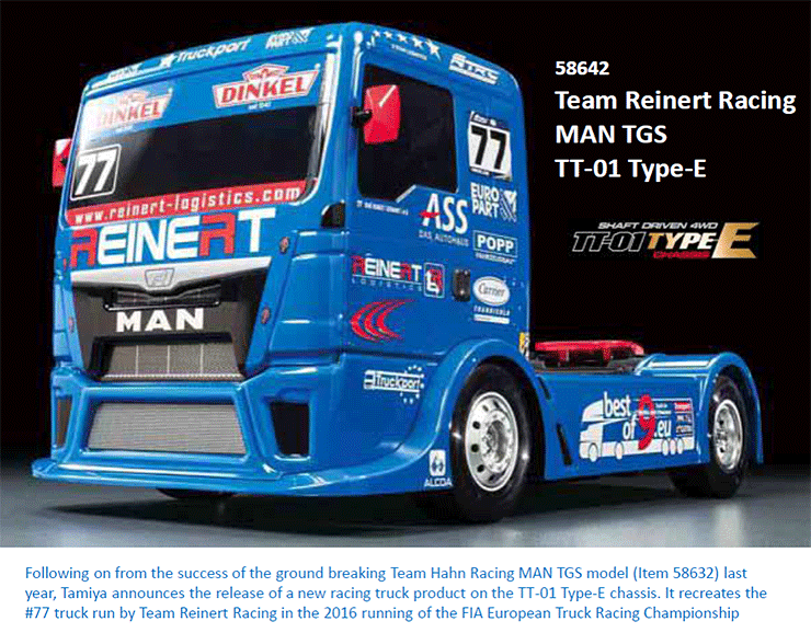 TAMIYA RC 58642 Team Reinert Racing MAN TGS TT-01E 1:14 Truck Assembly Kit
