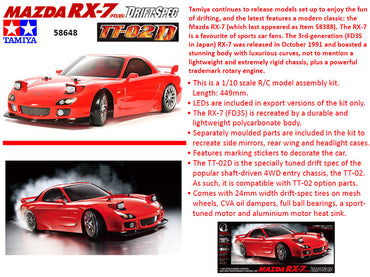 TAMIYA RC 58648 Mazda RX-7 Drift Spec (TT02D) 1:10 Car Assembly Kit