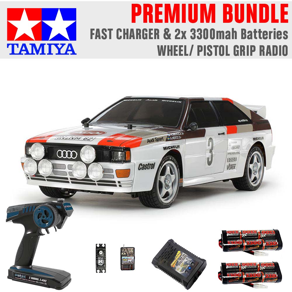 TAMIYA RC 58667 Audi Quattro A2 Rally (TT-02) 1:10 Premium Wheel Radio Bundle