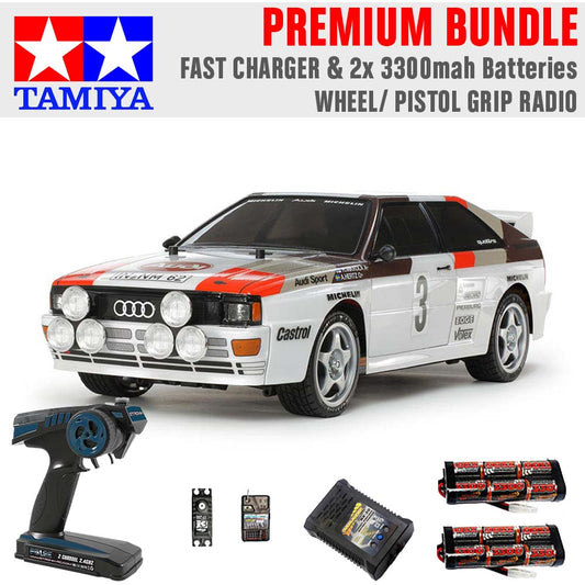 TAMIYA RC 58667 Audi Quattro A2 Rally (TT-02) 1:10 Premium Wheel Radio Bundle