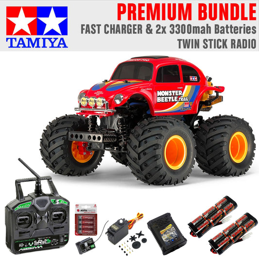 TAMIYA RC 58672 Monster Beetle Trail (GF-01TR) 1:14 RC Premium Stick Bundle