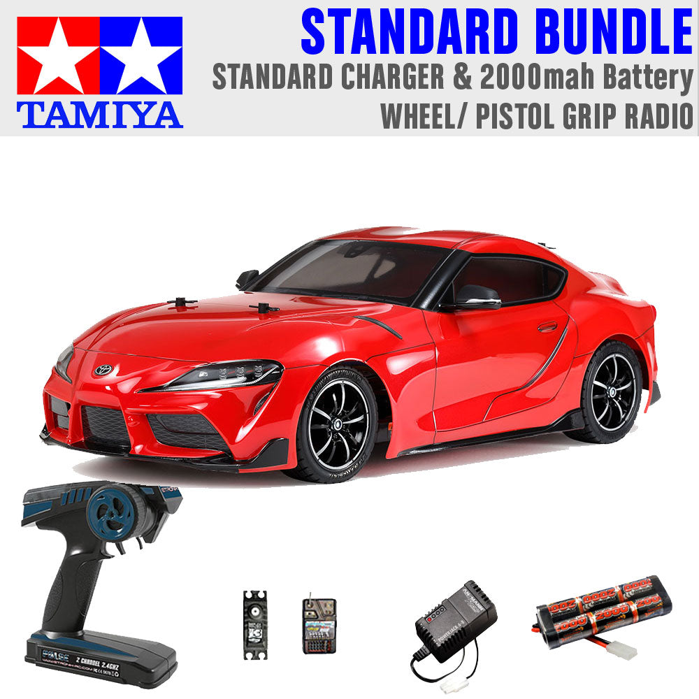 TAMIYA RC 58674 Toyota GR Supra 2019 TT-02 1:10 Standard Wheel Radio Bundle