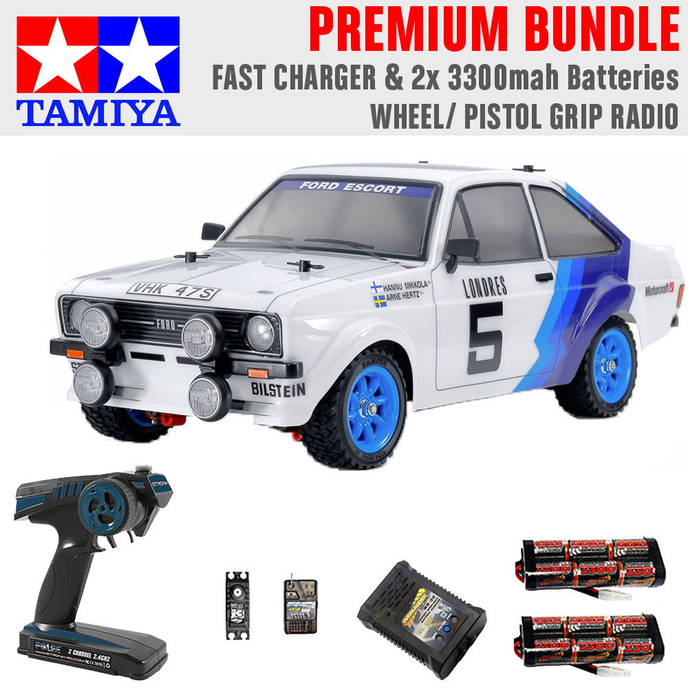 Tamiya RC 58687 Ford Escort MK.II Rally PB 1:10 Premium Wheel Radio Bundle