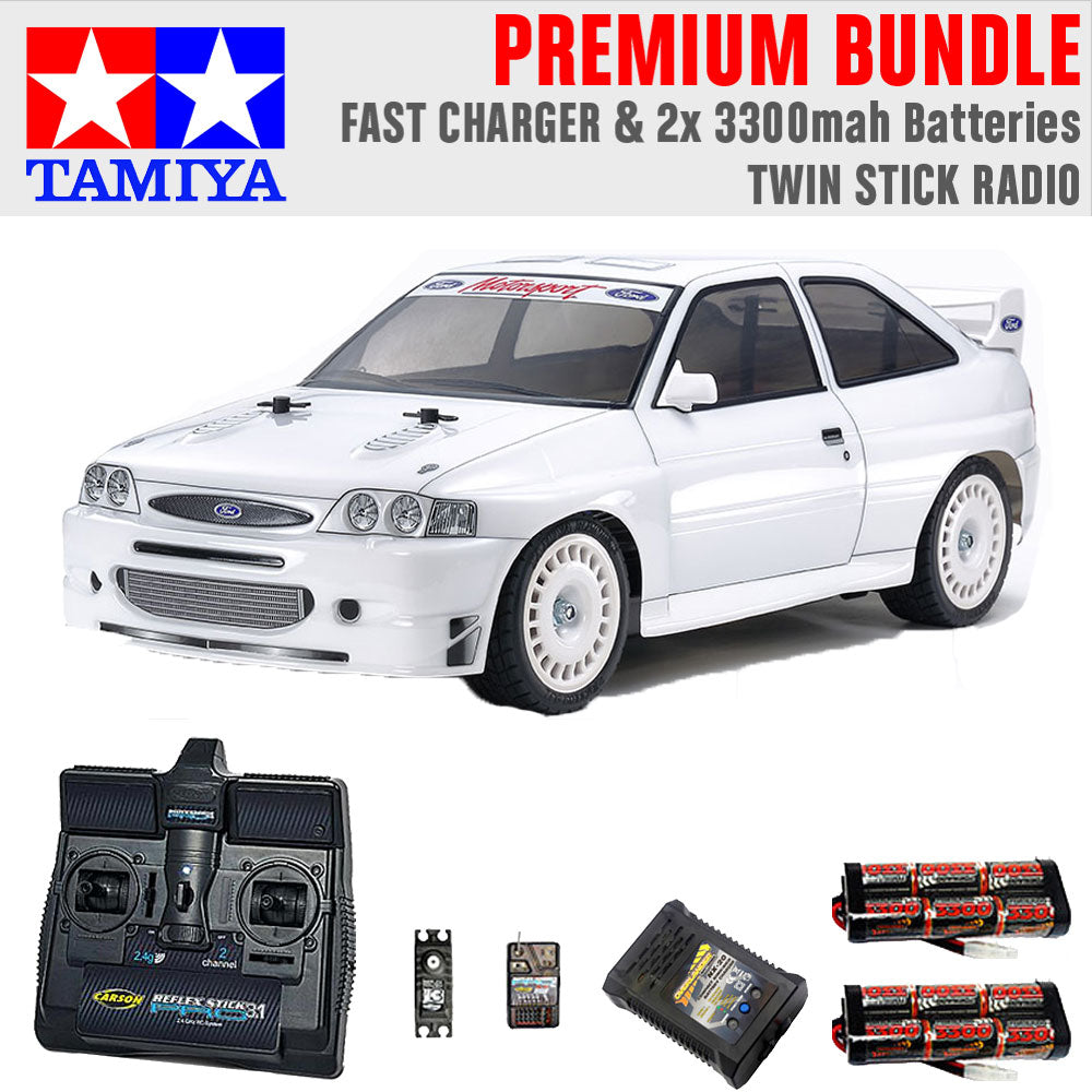 Tamiya RC 58691 Ford Escort Cosworth 1998 1:10 Premium Stick Radio Bundle