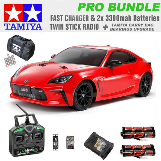 TAMIYA RC 58694 Toyota GR86 (TT-02) 1:10 PRO Stick Radio RC Car Bundle