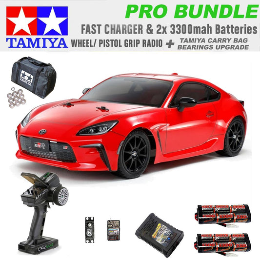 TAMIYA RC 58694 Toyota GR86 (TT-02) 1:10 PRO Wheel Radio RC Car Bundle