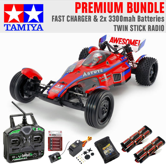 Tamiya RC 58697 Astute 2022 (TD2) 1:10 Buggy Car Premium Stick Bundle
