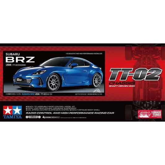 Tamiya RC 58702 Subaru BRZ ZD8 TT-02 1:10 RC Model Car Assembly Kit - NO ESC