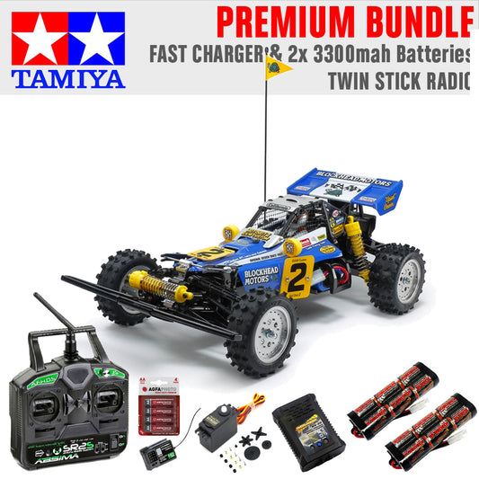 Tamiya Hotshot II Blockhead Motors 4WD 58710 RC 1:10 Premium Stick Bundle