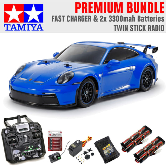 Tamiya RC 58712 Porsche 911 GT3 992 TT-02 Premium Stick Radio Bundle