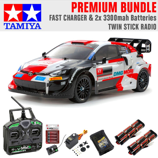 Tamiya RC 58716 Toyota Yaris Rally 1 Hybrid TT-02 RC Car Premium Stick Bundle
