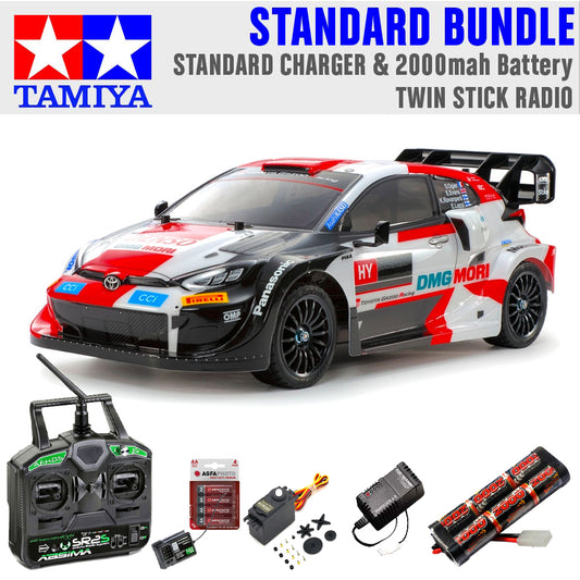 Tamiya RC 58716 Toyota Yaris Rally 1 Hybrid TT-02 RC Car Standard Stick Bundle