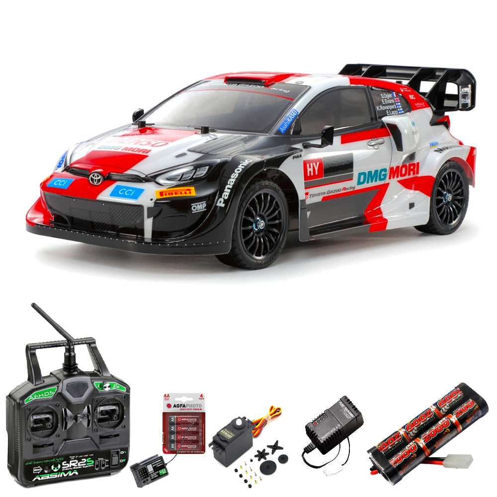 Tamiya RC 58716 Toyota Yaris Rally 1 Hybrid TT-02 RC Car Standard Stick Bundle