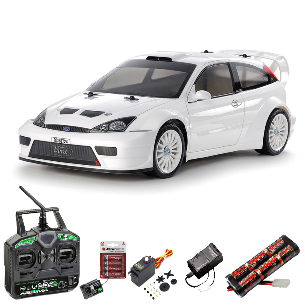 Tamiya RC 58724 2003 Ford Focus RS Custom (TT-02) 1:10 RC Standard Stick Bundle