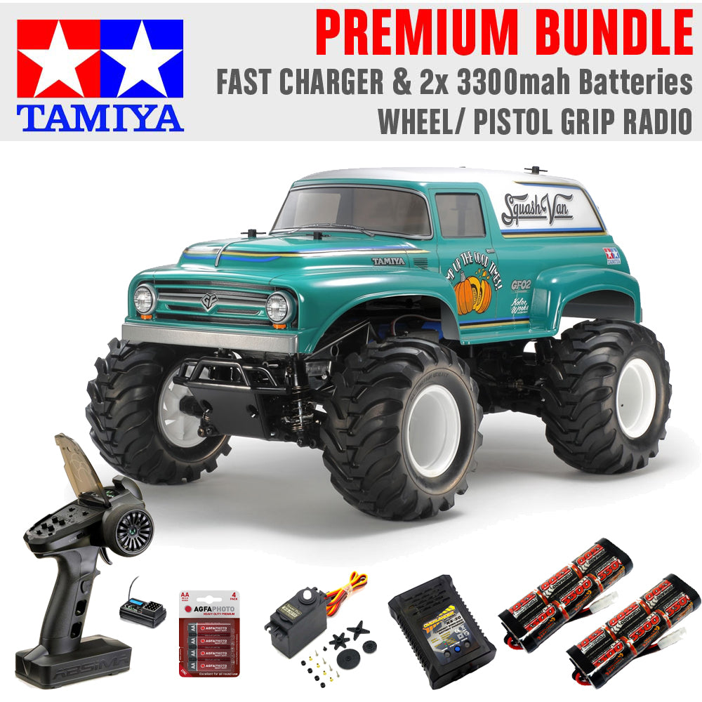 Tamiya RC 58725 Squash Van (GF-02) 1:10 Premium Wheel Radio Bundle