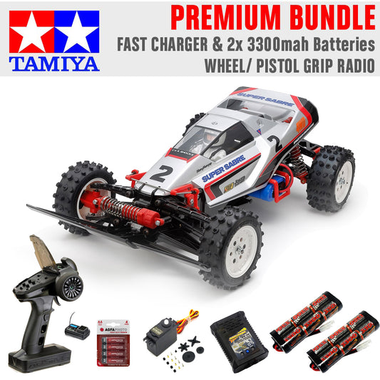 Tamiya RC 58728 Super Sabre (2023) 1:10 Premium Wheel Radio Bundle