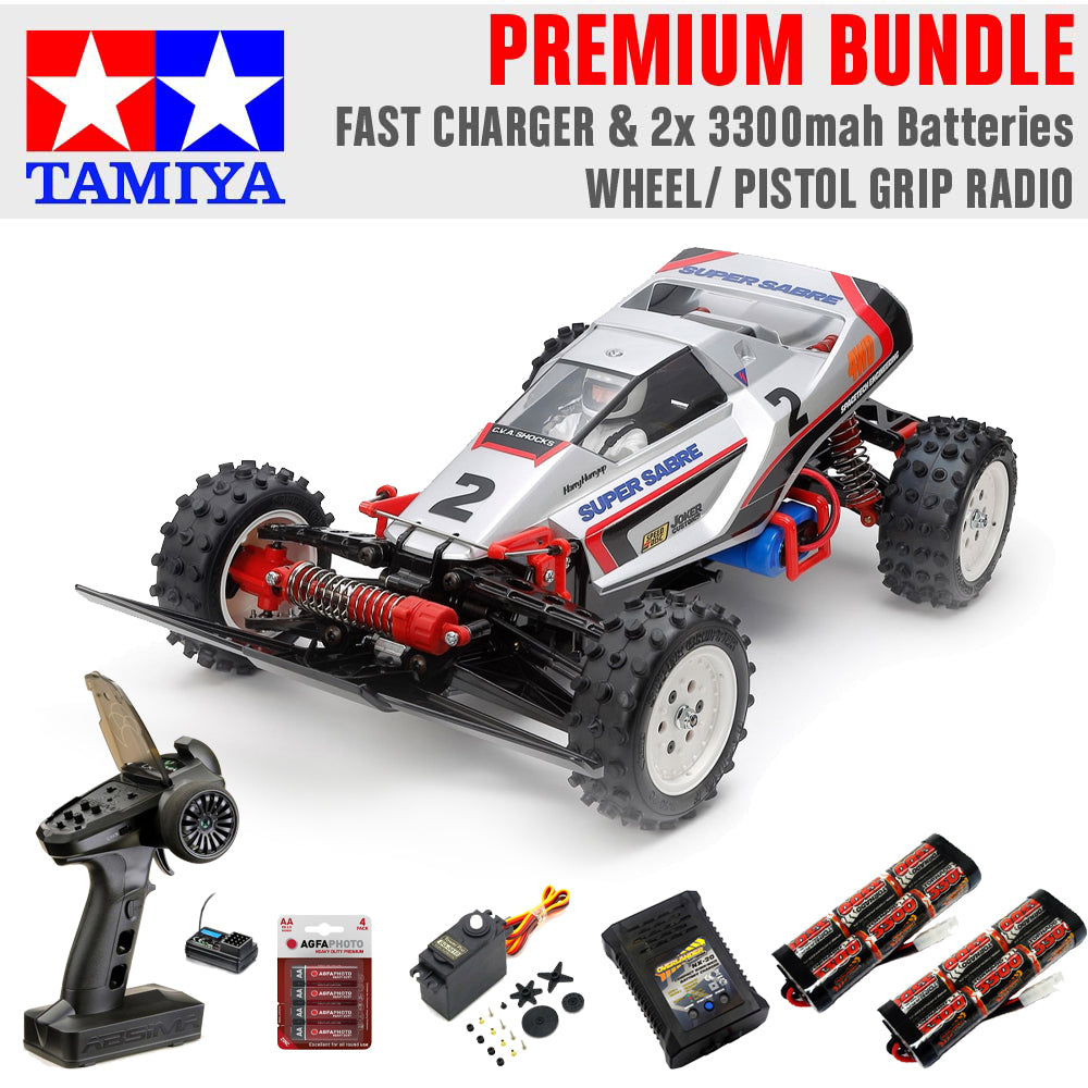 Tamiya RC 58728 Super Sabre (2023) 1:10 Premium Wheel Radio Bundle