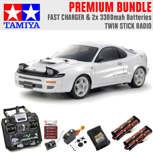 Tamiya RC 58730 Toyota GT-FOUR RC (ST185) TT-02 1:10 Premium Stick Radio Bundle