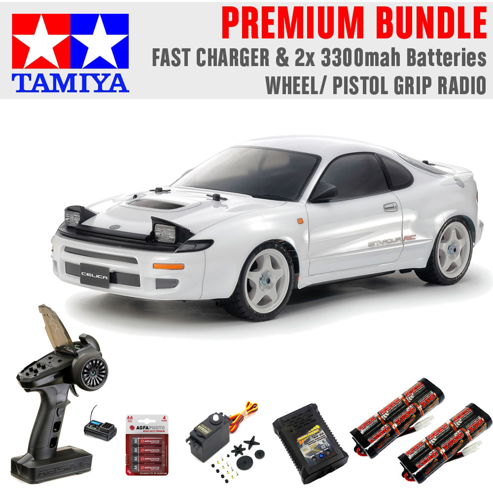 Tamiya RC 58730 Toyota GT-FOUR RC (ST185) TT-02 1:10 Premium Wheel Radio Bundle