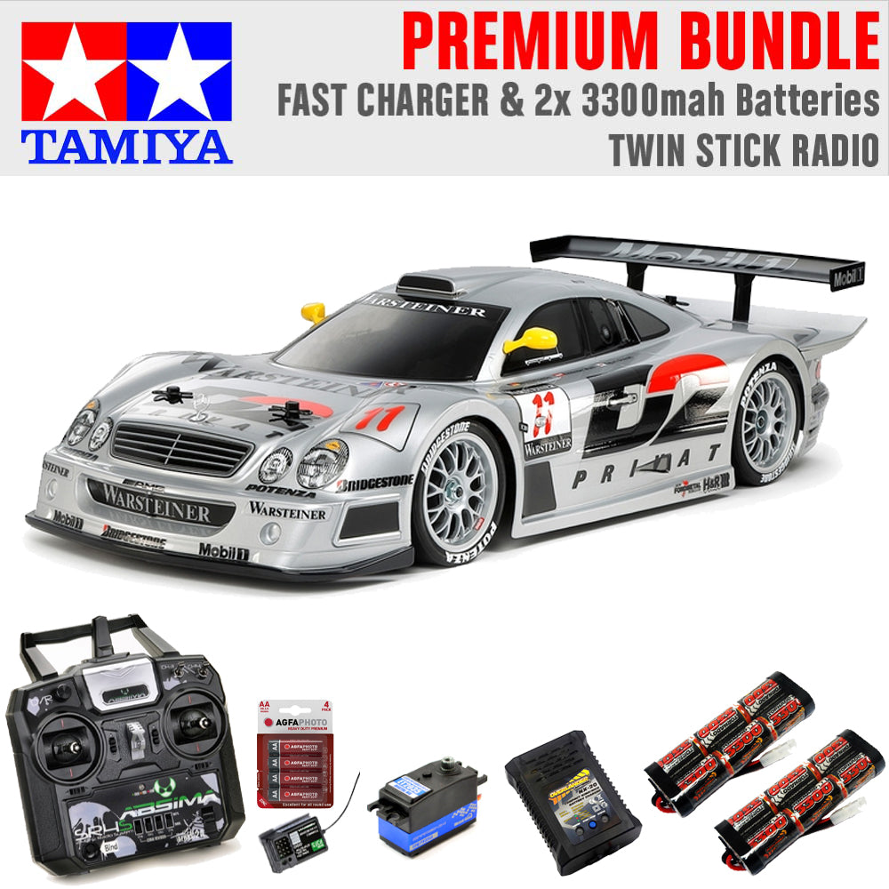 Tamiya RC 58731 Mercedes CLK-GTR 1997 (TC-01) 1:10 Premium Stick Radio Bundle