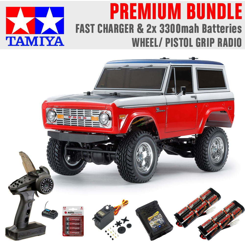 Tamiya RC 58736 Ford Baja Bronco (CC-02) 1:10 Premium Wheel Radio Bundle