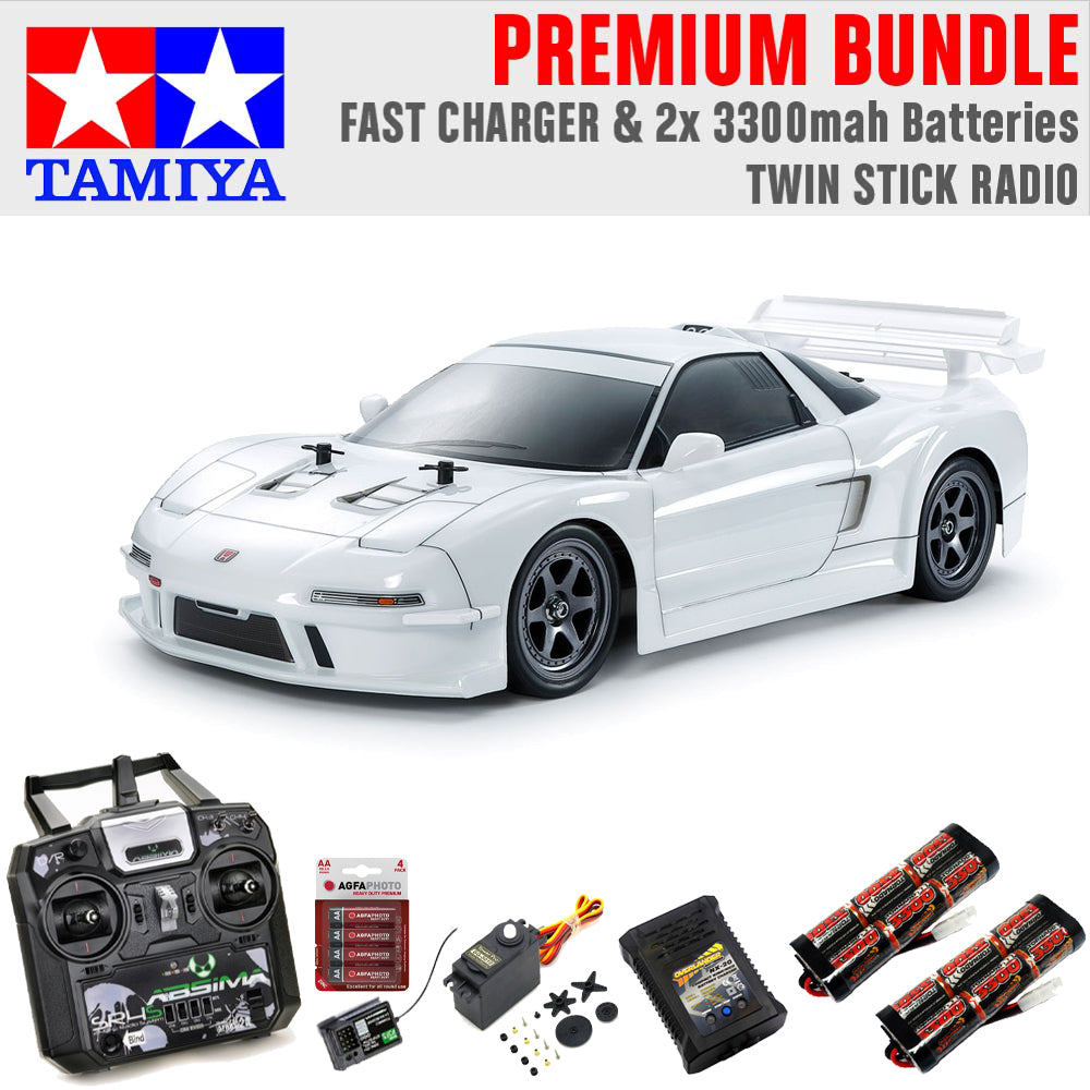 Tamiya RC 58739 1998 Honda NSX Racing (TT-02) 1:10 Premium Stick Radio Bundle