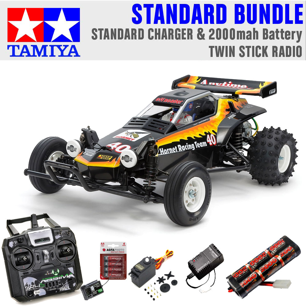 Tamiya RC 58742 Hornet EVO Off-Road Racer 1:10 Standard Stick Radio Bundle