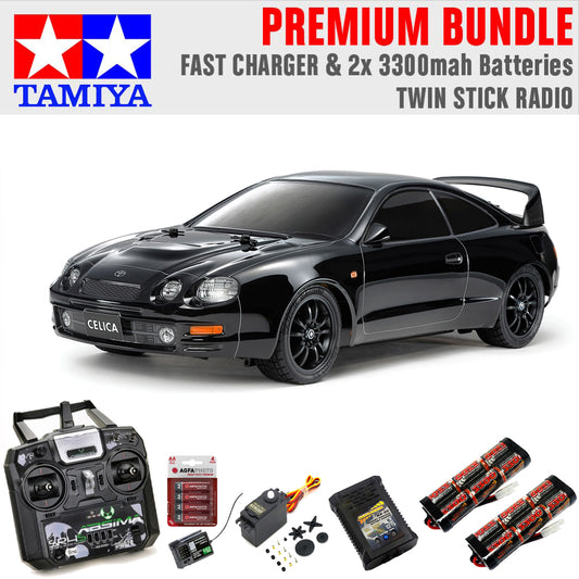 Tamiya RC 58743 Toyota GT-FOUR (ST205) (TT-02) 1:10 Premium Stick Radio Bundle
