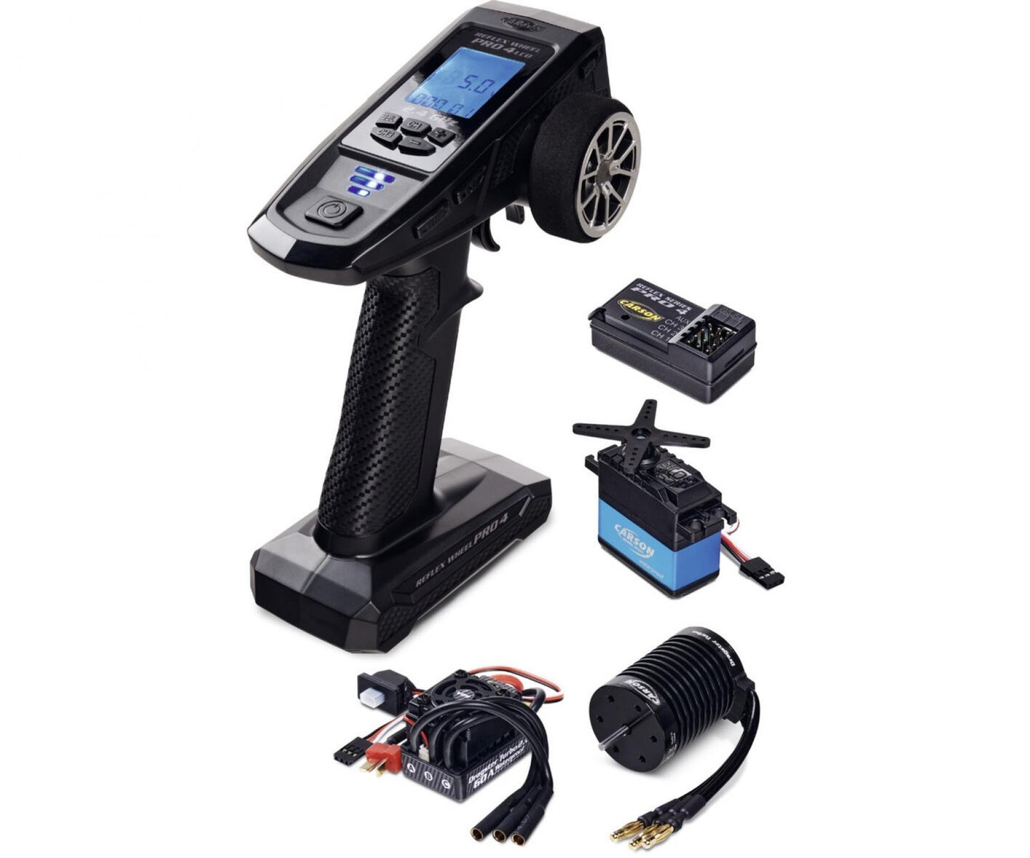 Carson C500121 Reflex Wheel Pro 4 LCD Including BL-Set + 6kg Servo Accessory