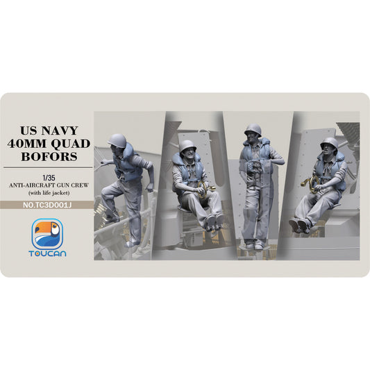 Toucan Model US Navy 40mm Quad Bofors Crew (w/Life Jacket) 1:35 Resin Kit