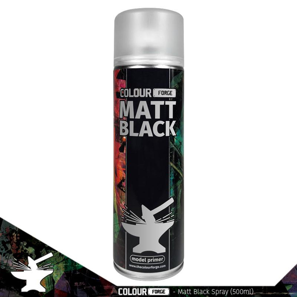 Colour Forge Matt Black Spray Primer Paint 500ml