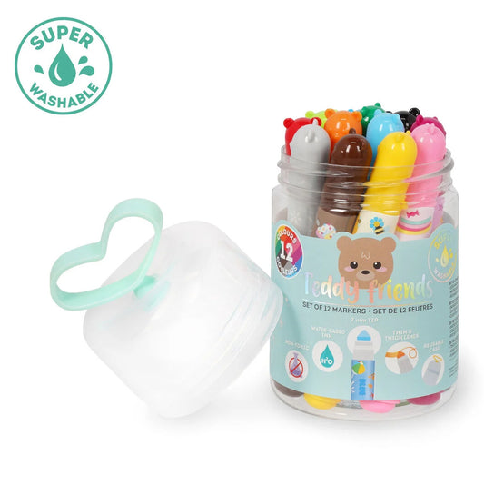 Legami Set of 12 Marker Pens - Teddy Friends - Super Washable
